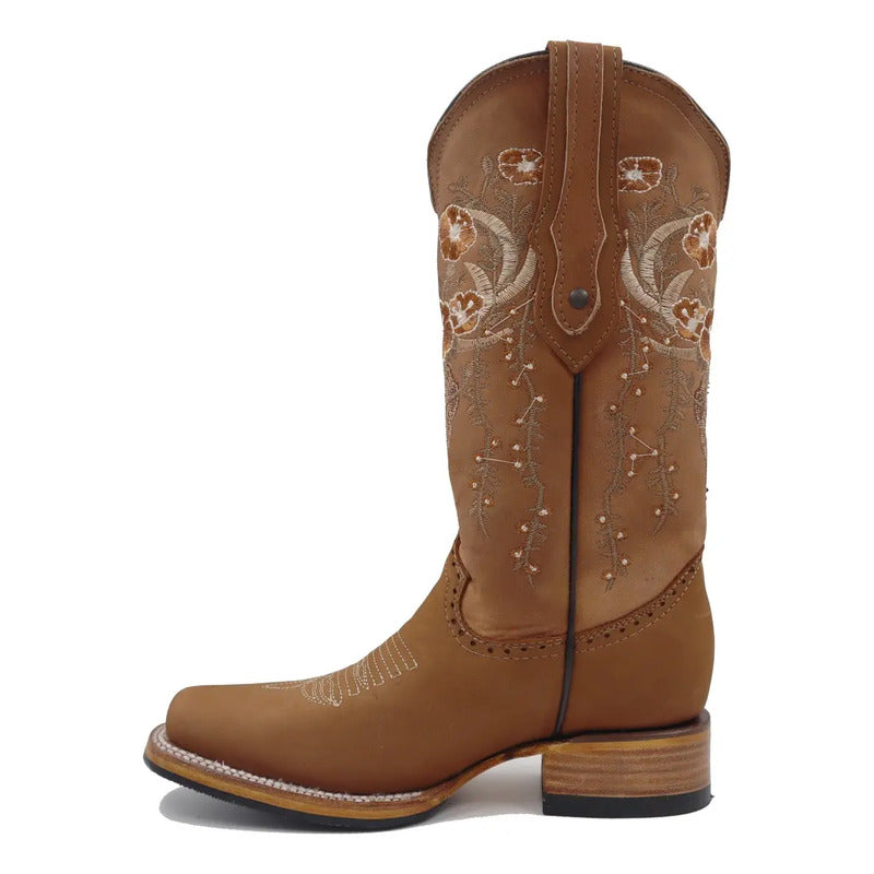 Botas Mujer Vaqueras Toro Bordado Horma Rodeo Tronco Viejo