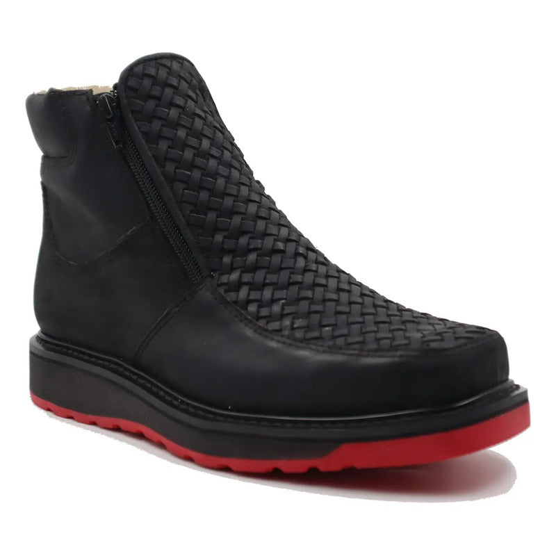 Botines Hombre Doble Cierre Piel Res Petatillo Tronco Viejo