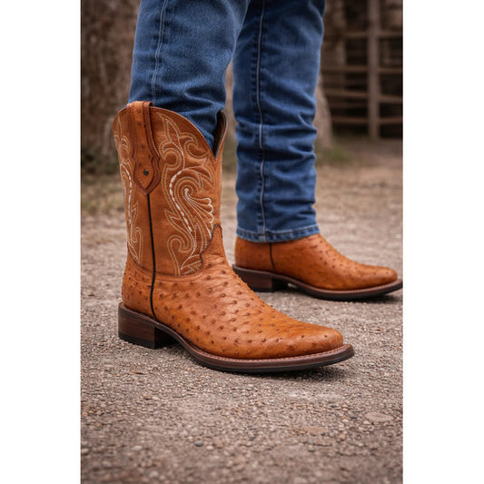 Botas Vaqueras Piel Avestruz Original Horma Bulldog