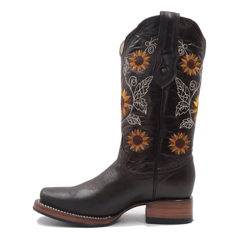 Botas Vaqueras Girasoles Horma Rodeo Tronco Viejo