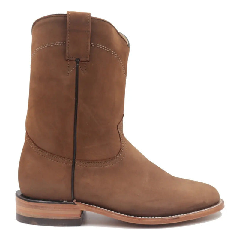 Botas Vaqueras Roper Hombre Piel Nobuck Suela De Cuero Marrón Claro 29,5 Mx