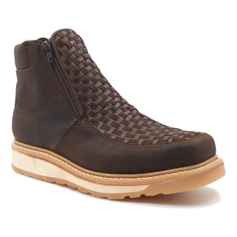 Botines Hombre Doble Cierre Piel Res Petatillo Tronco Viejo