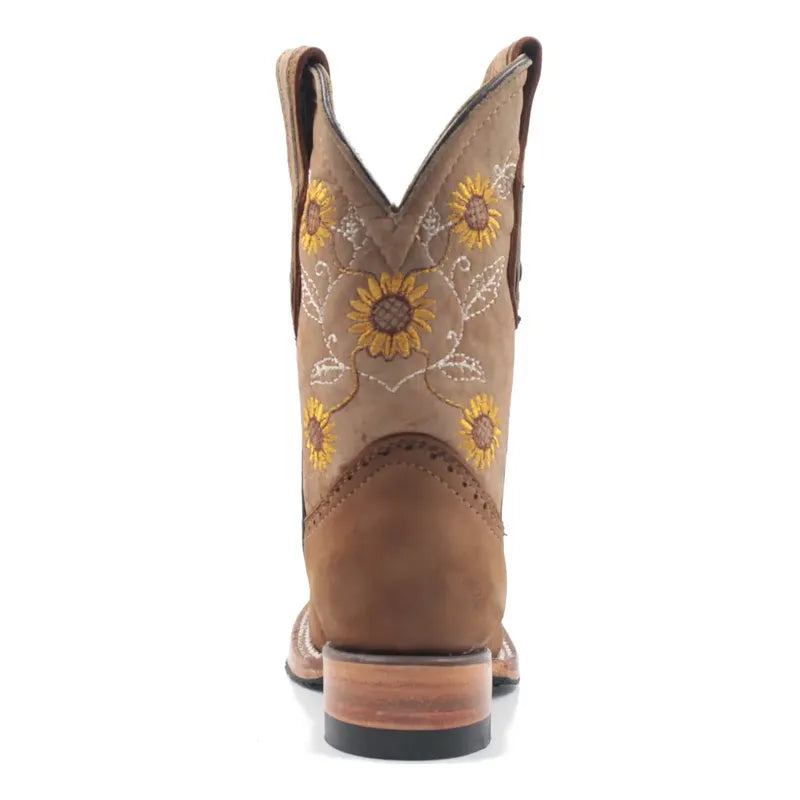 Botas Vaqueras Niña Girasol Bulldog Tronco Viejo