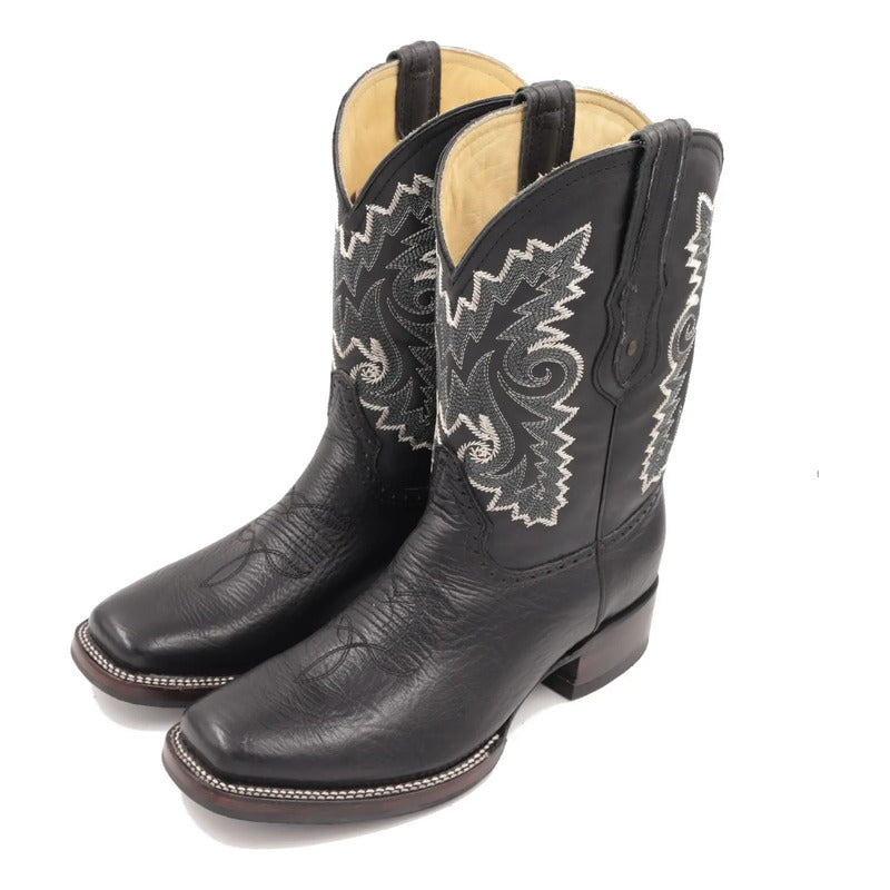Botas Vaqueras Hombre Rodeo Piel Res Tronco Viejo Negro 30 Mx