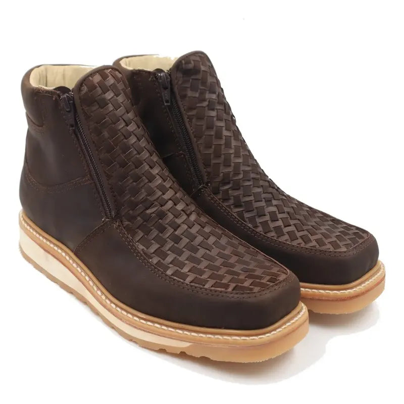 Botines Hombre Doble Cierre Piel Res Petatillo Tronco Viejo
