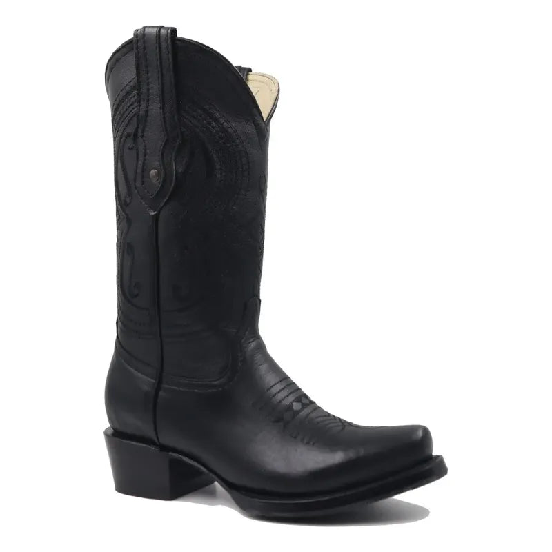 Botas Tronco Viejo Puntal Negras Para Mujer Tacón