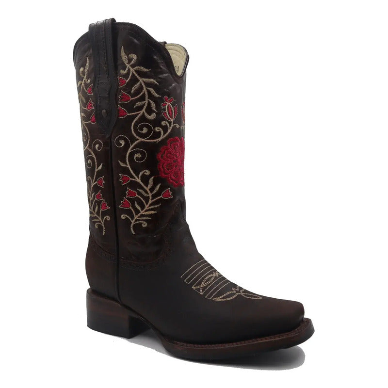 Botas Vaqueras Mujer Girasoles Rosas Rodeo Tronco Viejo