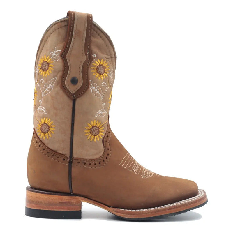 Botas Vaqueras Niña Girasol Bulldog Tronco Viejo