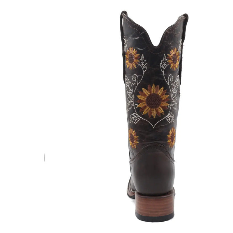 Botas Vaqueras Girasoles Horma Rodeo Tronco Viejo