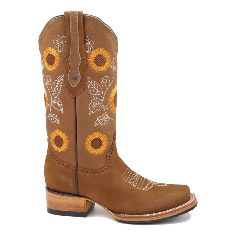 Botas Vaqueras Girasoles Horma Rodeo Tronco Viejo