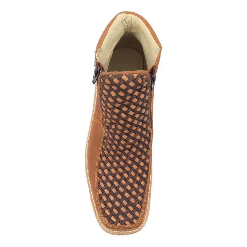 Botines Hombre Doble Cierre Piel Res Petatillo Tronco Viejo