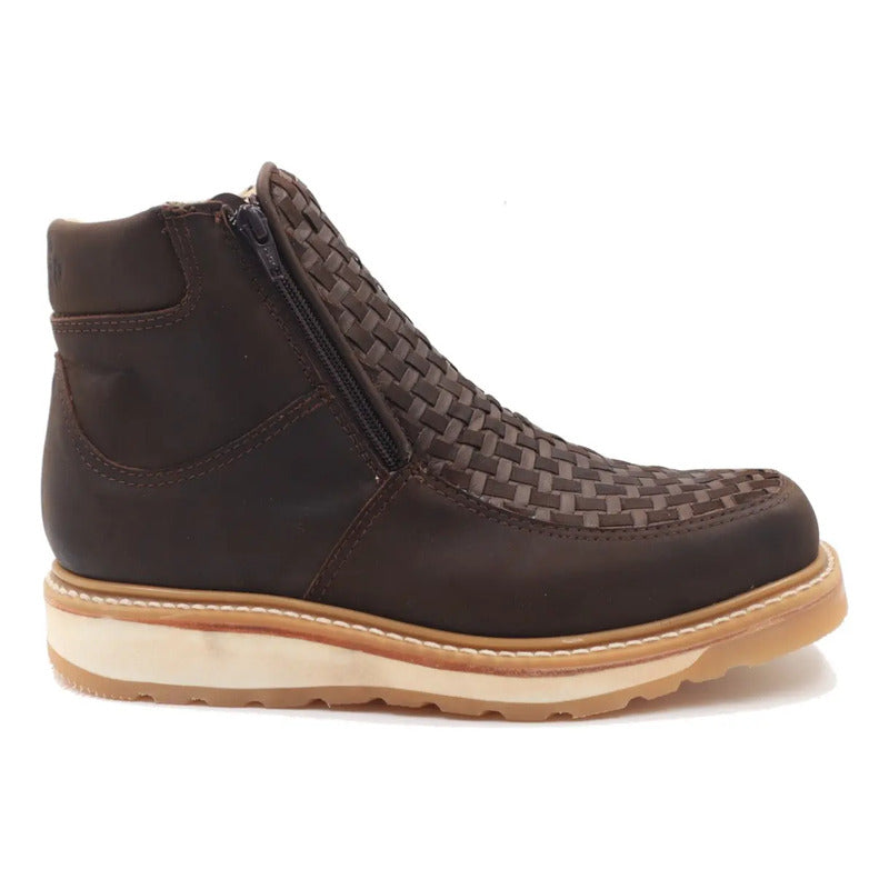 Botines Hombre Doble Cierre Piel Res Petatillo Tronco Viejo