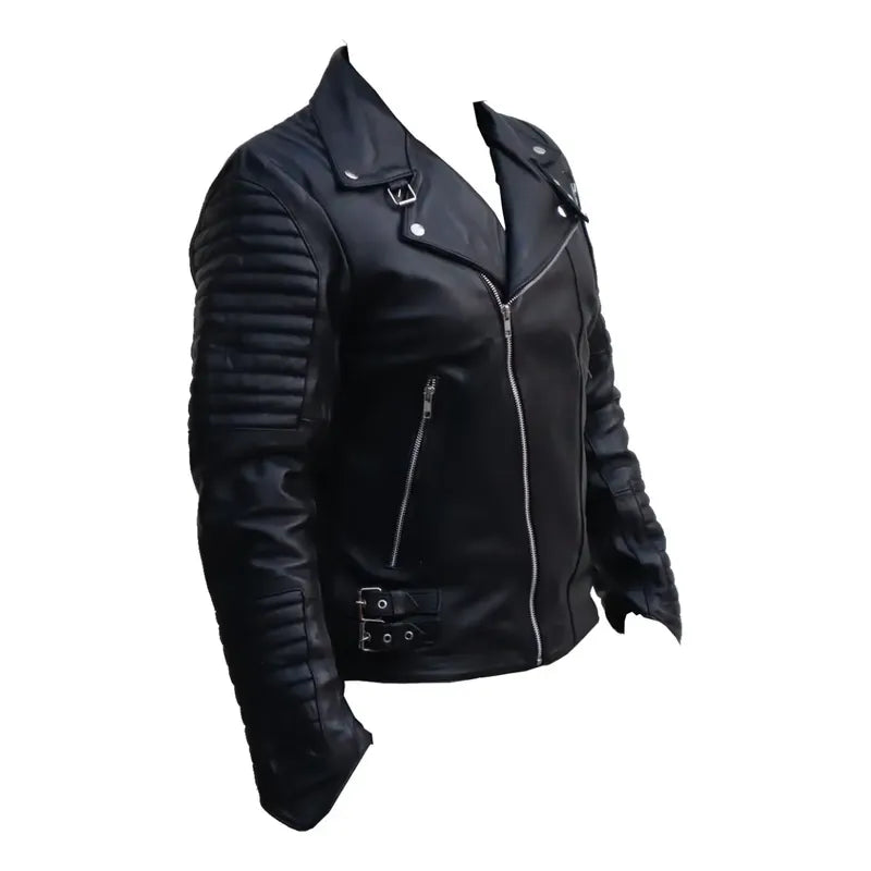 Chamarra De Piel Autentica Motociclista/rockera