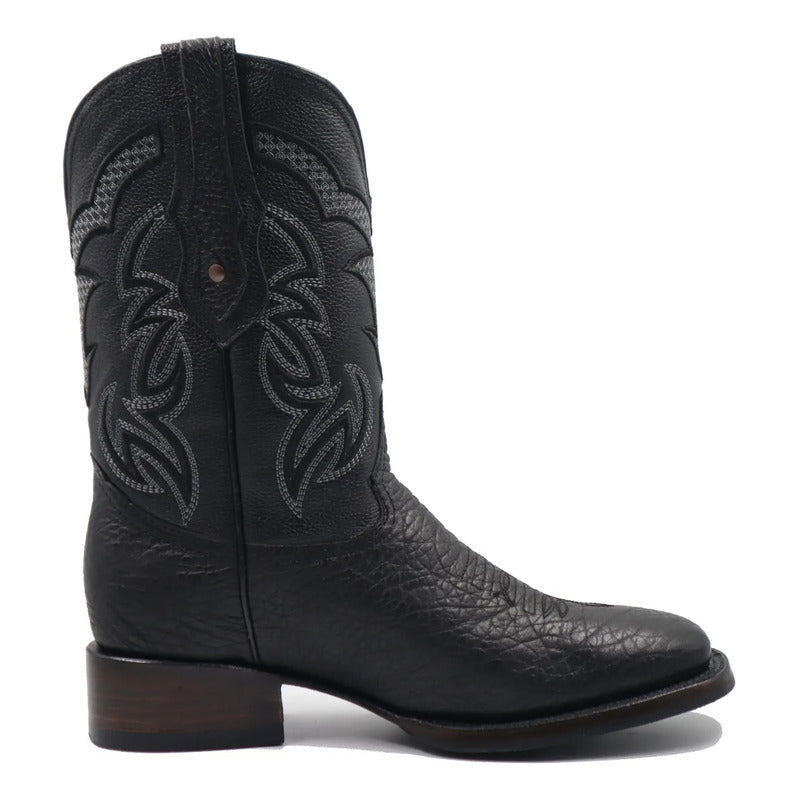 Botas Vaqueras Piel Cuello De Toro Bulldog Tronco Viejo Negro 26 Mx