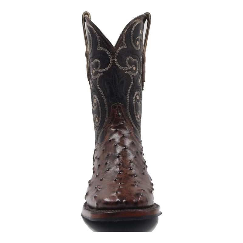 Botas Vaqueras Bulldog Piel Grabado Avestruz Doble Vida