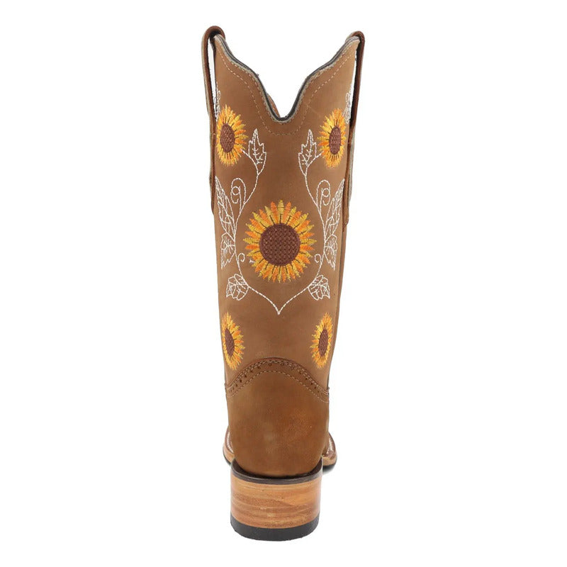 Botas Vaqueras Girasoles Horma Rodeo Tronco Viejo