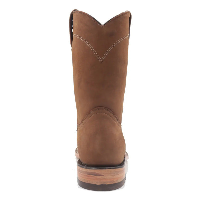 Botas Vaqueras Roper Hombre Piel Nobuck Suela De Cuero Marrón Claro 29,5 Mx