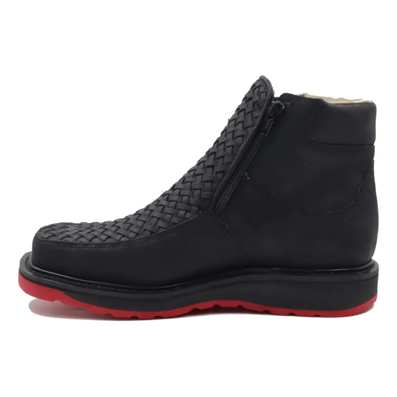 Botines Hombre Doble Cierre Piel Res Petatillo Tronco Viejo