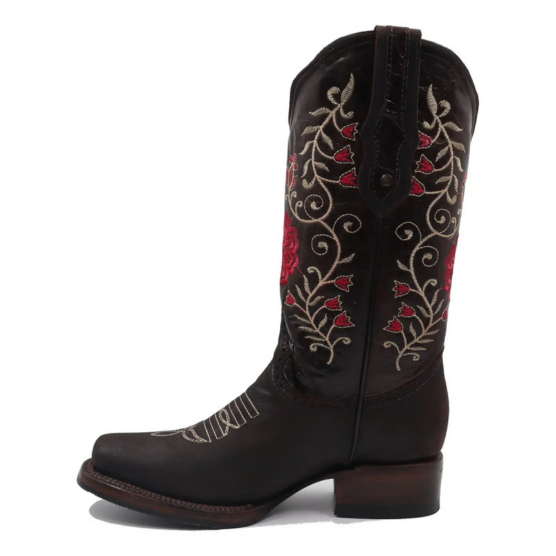 Botas Vaqueras Mujer Girasoles Rosas Rodeo Tronco Viejo